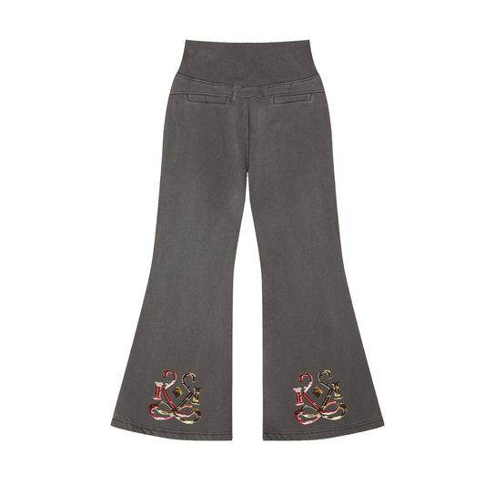 Vintage Washed Flared Fleece Pants