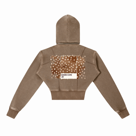Vintage Washed Cropped Fleece Hoodie