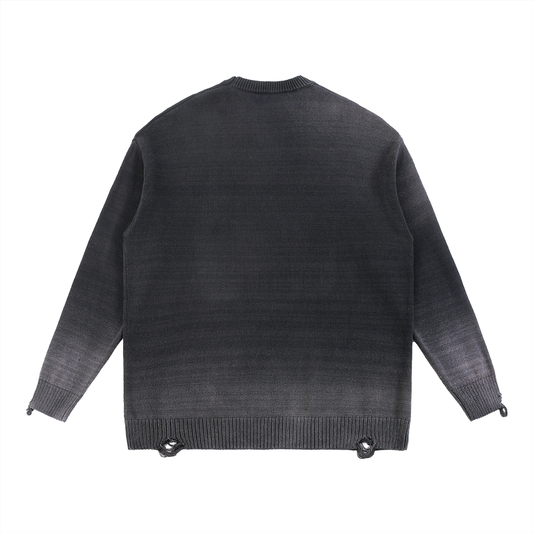 Sun Fade Distressed Ripped Crewneck sweater