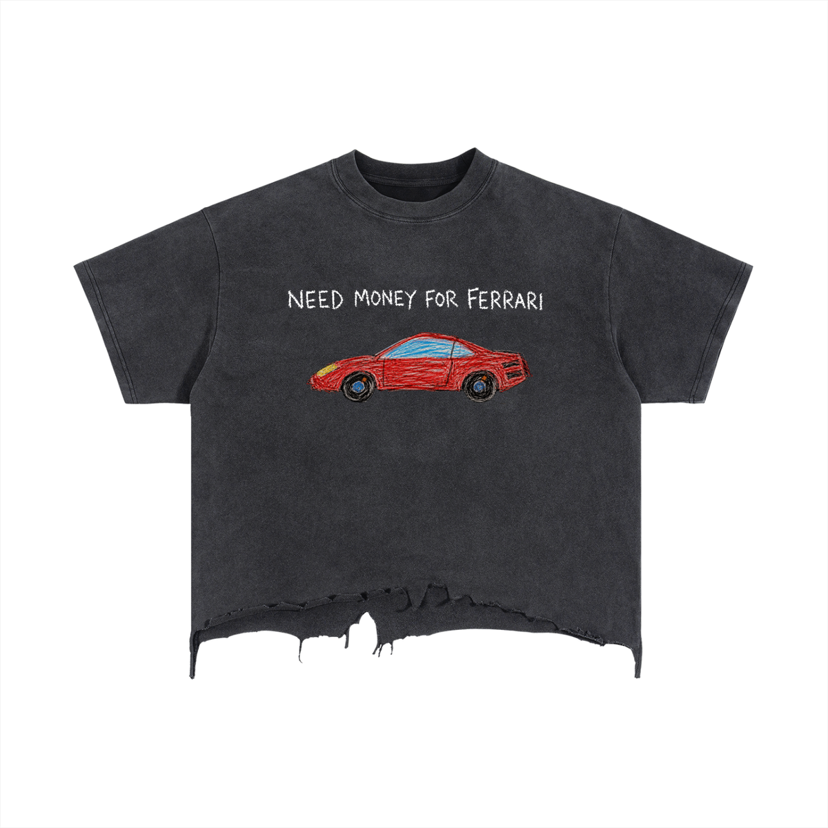Vintage Wash Boxy Distressed Hem T-Shirt