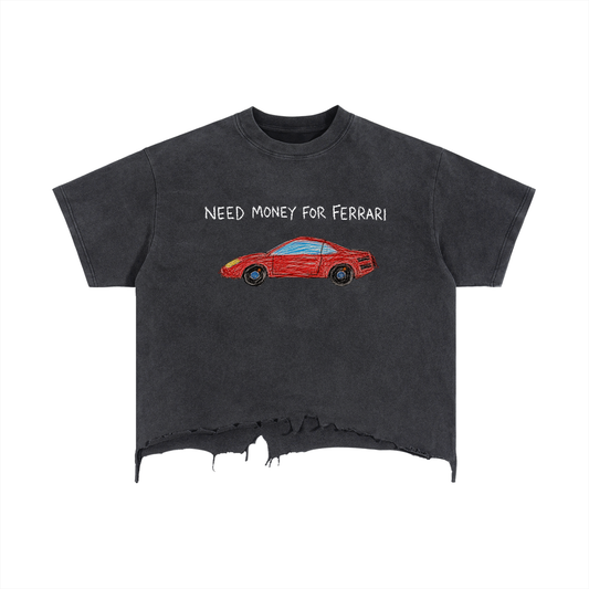 Vintage Wash Boxy Distressed Hem T-Shirt