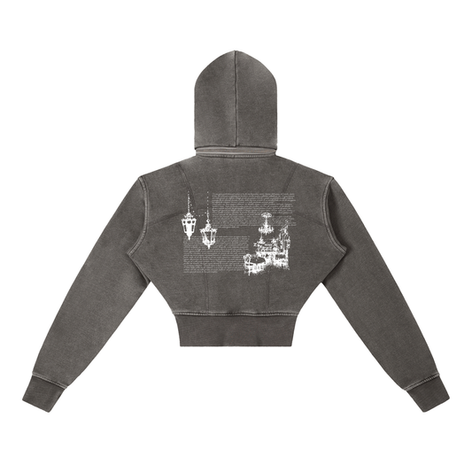 Vintage Washed Cropped Fleece Hoodie