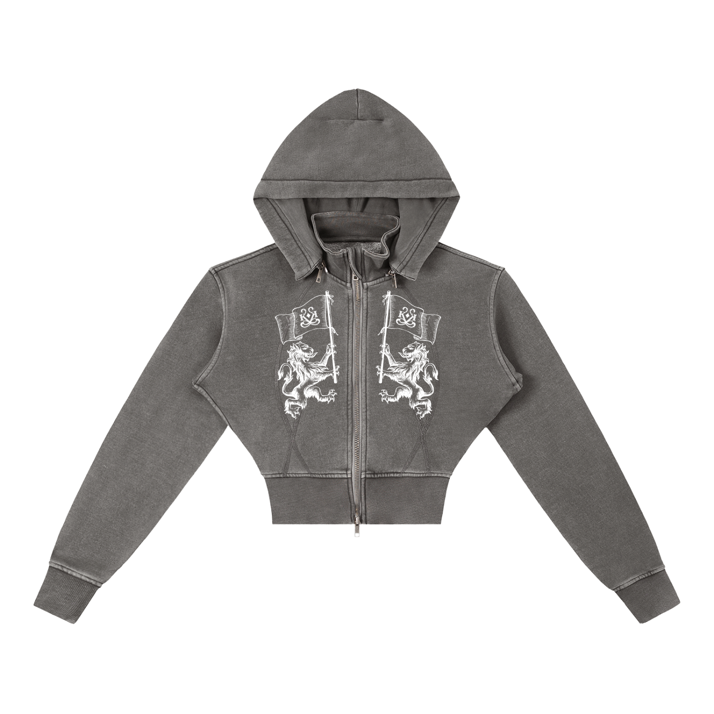 Vintage Washed Cropped Fleece Hoodie