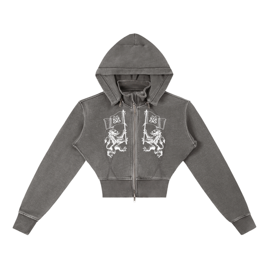 Vintage Washed Cropped Fleece Hoodie