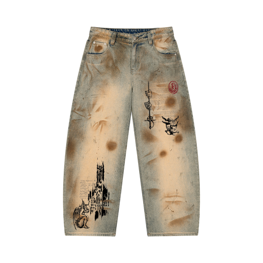 Men’s Vintage Wash Barrel Leg Jeans
