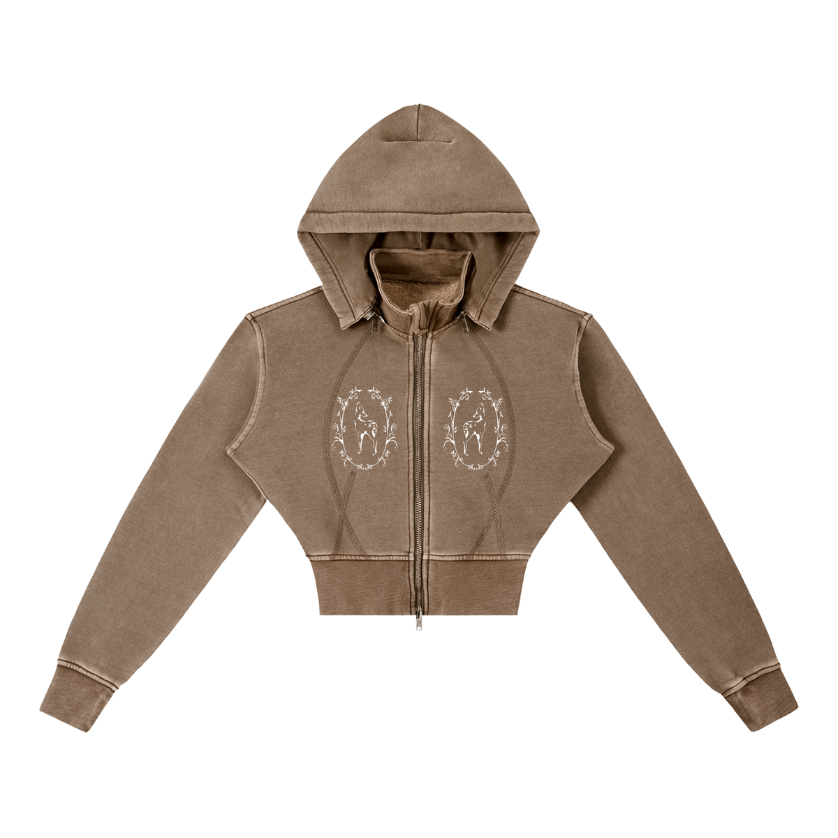 Vintage Washed Cropped Fleece Hoodie