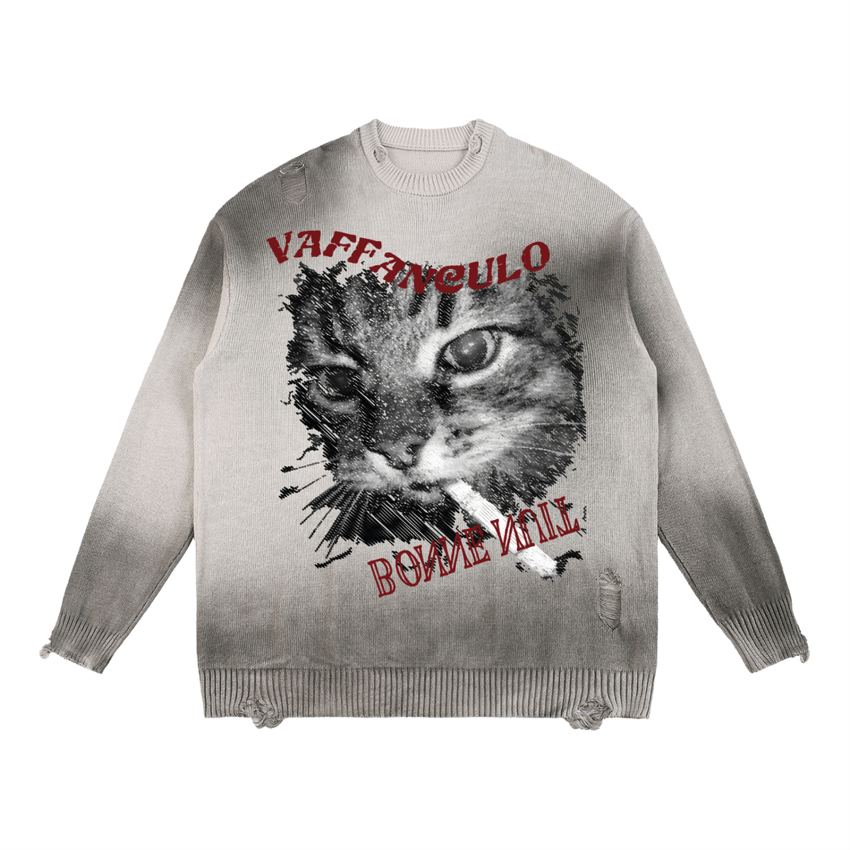 Sun Fade Distressed Ripped Crewneck sweater
