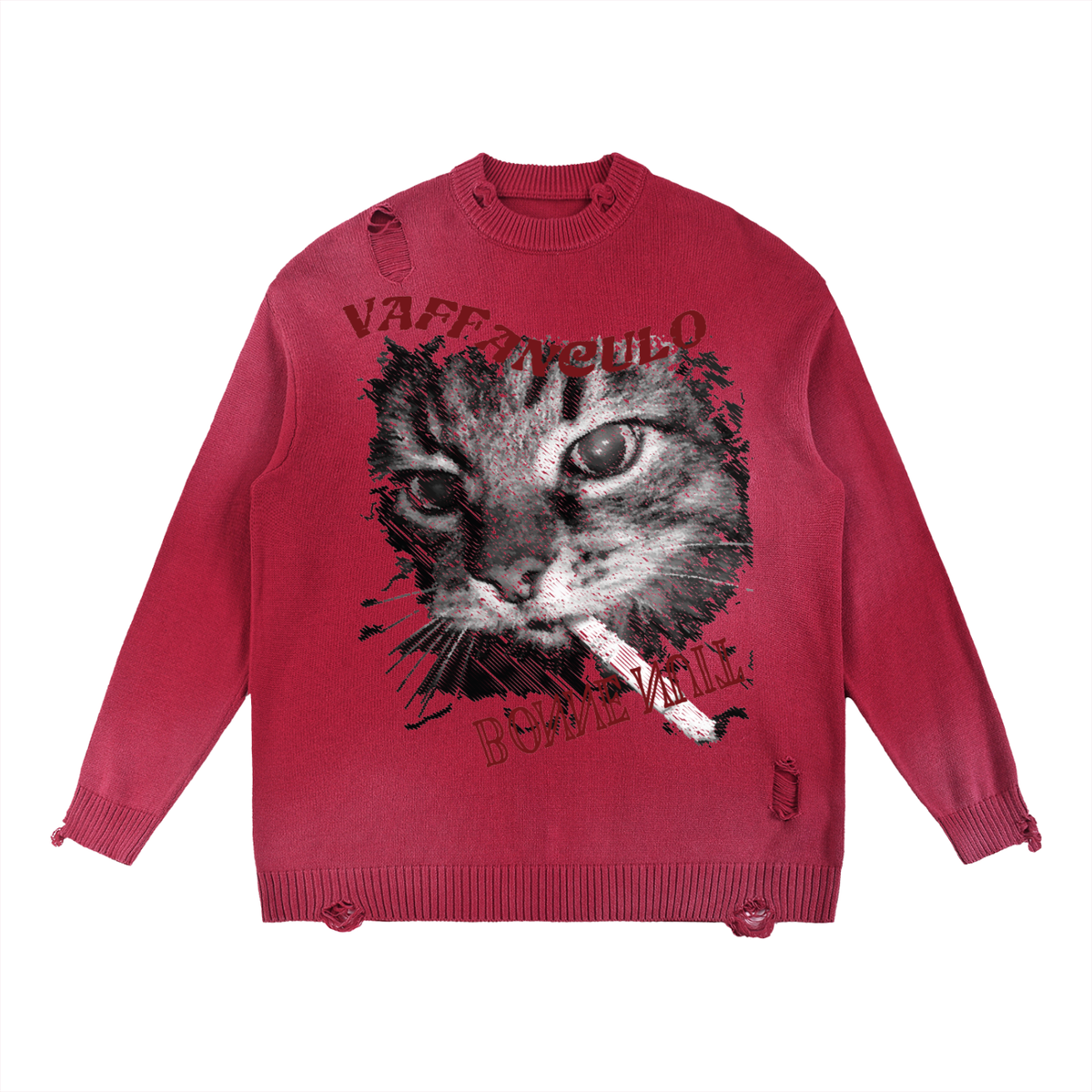 Sun Fade Distressed Ripped Crewneck sweater